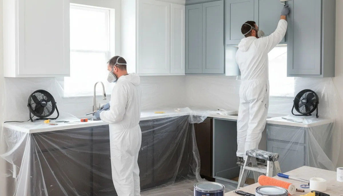 Cabinet painting in Anaheim, CA for kitchen cabinet refinishing with a durable, smooth finish